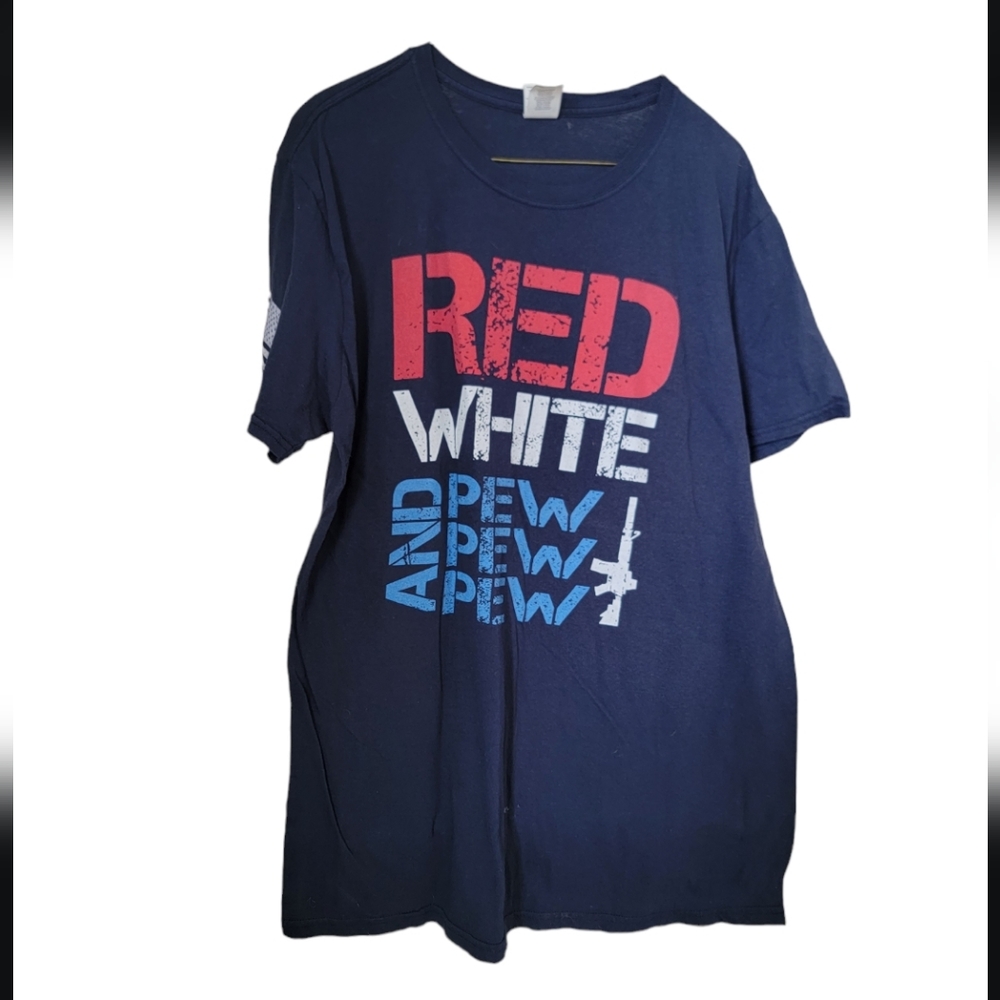 Printed Kicks- Red White & Pew Pew Pew T-Shirt